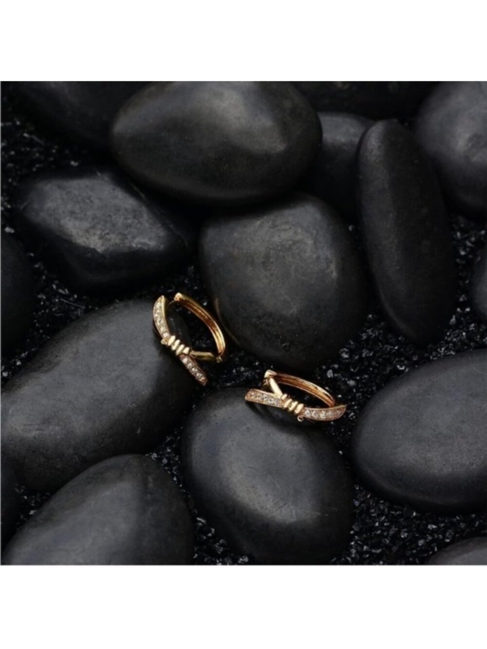 GOLD 14k Gold Plated Cubic Zirconia Earrings - Picture 4 of 6